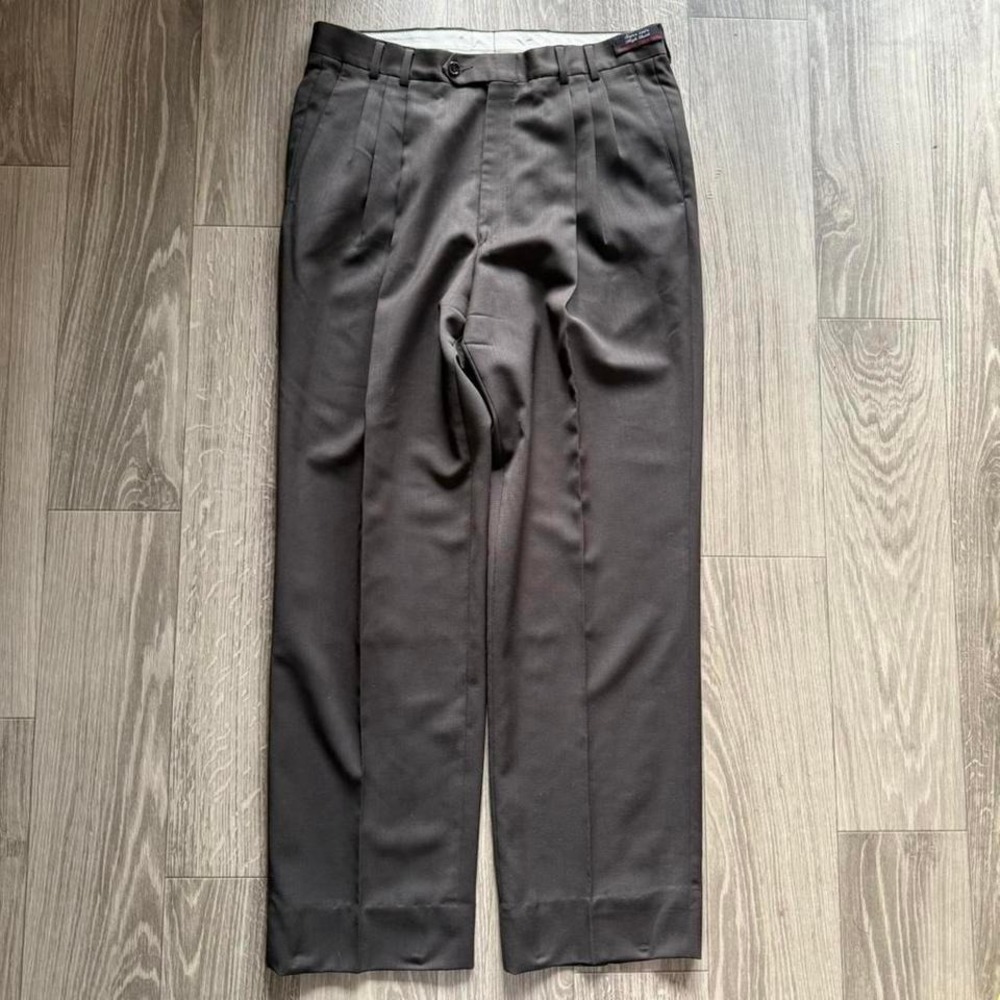 Yves Saint Laurent Dress Pants Mens 35x30 Brown Wool Super 100s Trousers